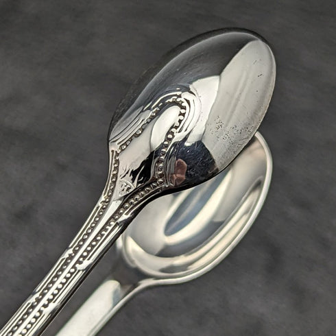 1887 British antique sterling silver teaspoon set of 12 and tongs